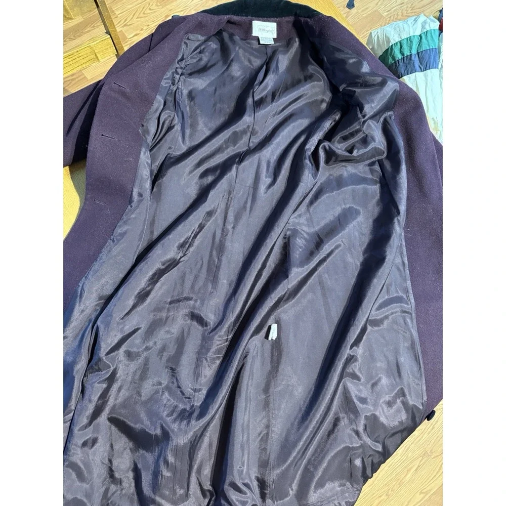 Vintage Worthington Wool Coat Purple Long Overcoat Women's 12 3 Button Lined EUC